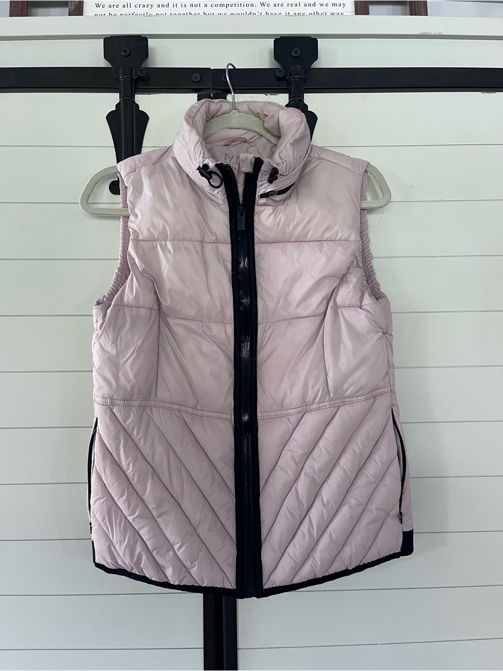 Marc New York Light Pink Quilted Puffer Vest with Black Trim